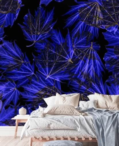 Blå ahorn blade vægmaleri Blå ahorn blade vægmaleri