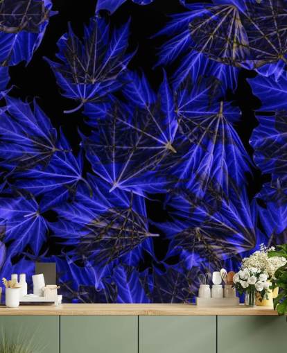 Blå Maple Leaves Veggmaleri Blå Maple Leaves Veggmaleri