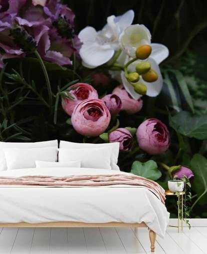 Romantic Bouquet on Dark Blackground Wallpaper Romantic Bouquet on Dark Blackground Wallpaper