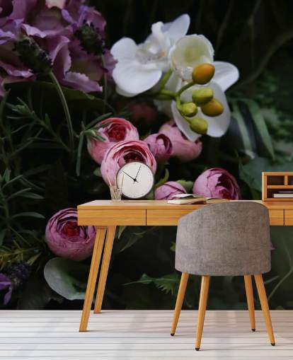 Romantic Bouquet on Dark Blackground Wallpaper Romantic Bouquet on Dark Blackground Wallpaper