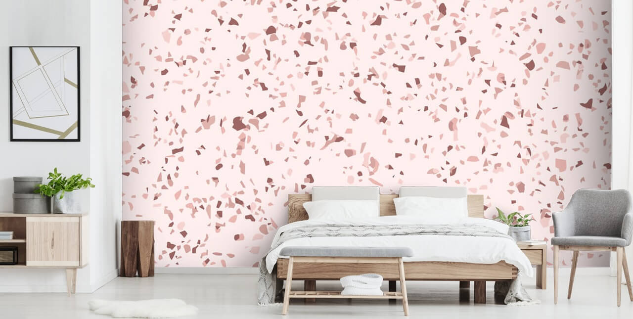 Carta da parati terrazzo rosa e viola prugna