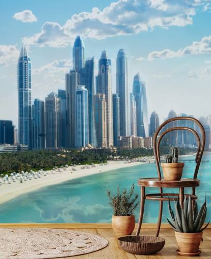 kaupungin horisonttiin dubaissa ja satamassa kaupungin horisonttiin dubaissa ja satamassa