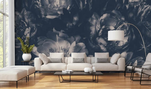 Svart og hvit Mørk Floral Bakgrunn