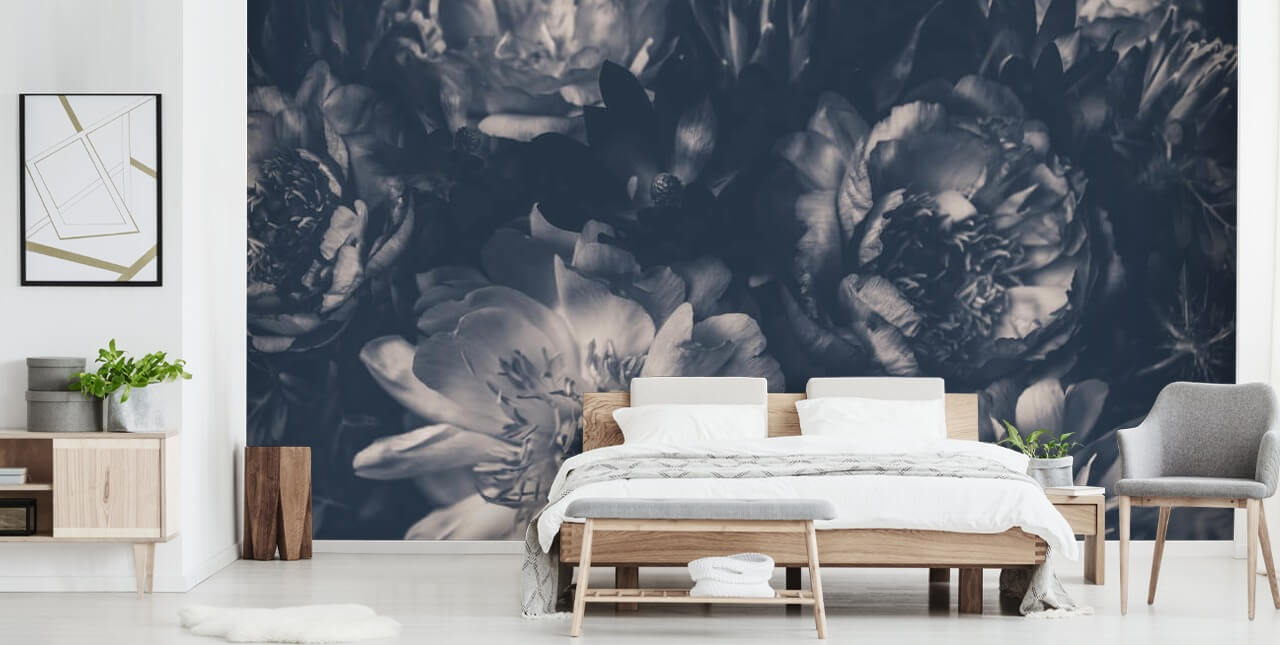 Svart og hvit Mørk Floral Bakgrunn Svart og hvit Mørk Floral Bakgrunn