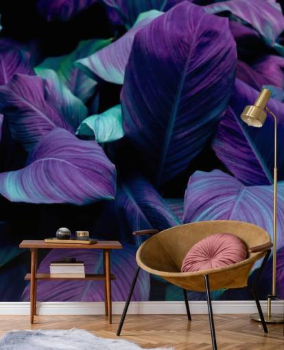 Purple and Blue Leaves Jungle Wallpaper Purple and Blue Leaves Jungle Wallpaper