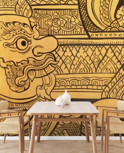 Mural de parede de pintura tradicional em estilo tailandês Mural de parede de pintura tradicional em estilo tailandês