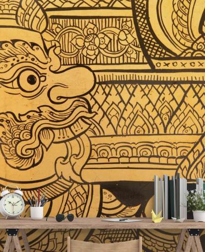 Decorazione murale con pittura tradizionale tailandese Decorazione murale con pittura tradizionale tailandese