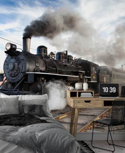 papier peint de train à vapeur noir brumeux papier peint de train à vapeur noir brumeux