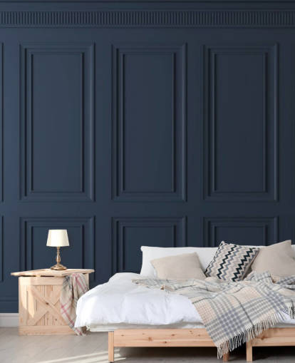 dunkelblaues, personalisierbares Wandbild aus Holz mit dem Namen Dark Blue Panel für Wohn- oder Schlafzimmer dunkelblaues, personalisierbares Wandbild aus Holz mit dem Namen Dark Blue Panel für Wohn- oder Schlafzimmer