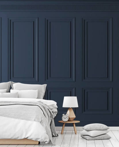 carta da parati murale personalizzabile con pannelli in legno blu scuro chiamato Dark Blue Panel per salotti o camere da letto carta da parati murale personalizzabile con pannelli in legno blu scuro chiamato Dark Blue Panel per salotti o camere da letto