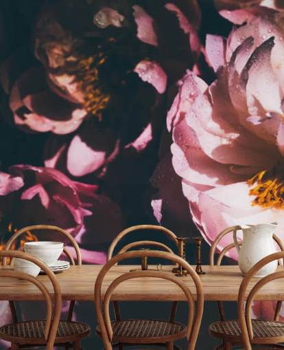 Carta da parati con fiori rosa e fiori Carta da parati con fiori rosa e fiori