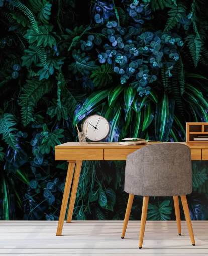 dark blue and green custom tropical wallpaper mural called Luscious Tropical Wall for bedrooms dark blue and green custom tropical wallpaper mural called Luscious Tropical Wall for bedrooms