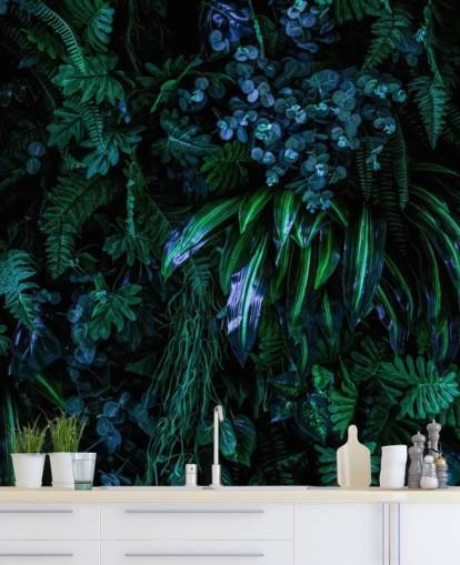 dark blue and green custom tropical wallpaper mural called Luscious Tropical Wall for bedrooms dark blue and green custom tropical wallpaper mural called Luscious Tropical Wall for bedrooms