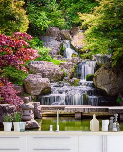 jardin de style japonais avec papier peint cascade jardin de style japonais avec papier peint cascade