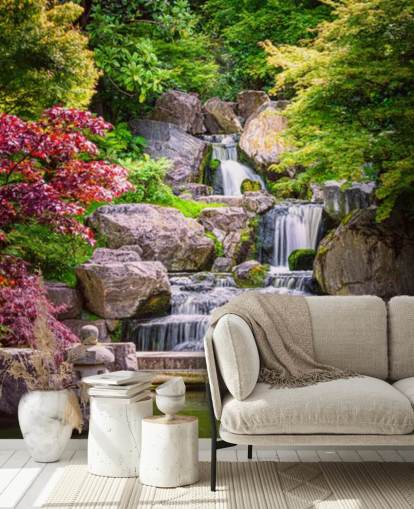 giardino in stile giapponese con carta da parati cascata giardino in stile giapponese con carta da parati cascata