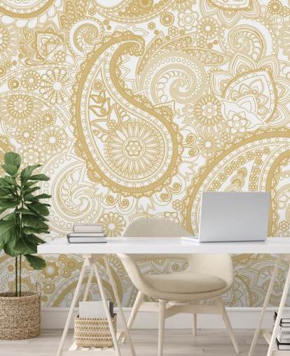 Cream Paisley Mønster Bakgrunn Cream Paisley Mønster Bakgrunn