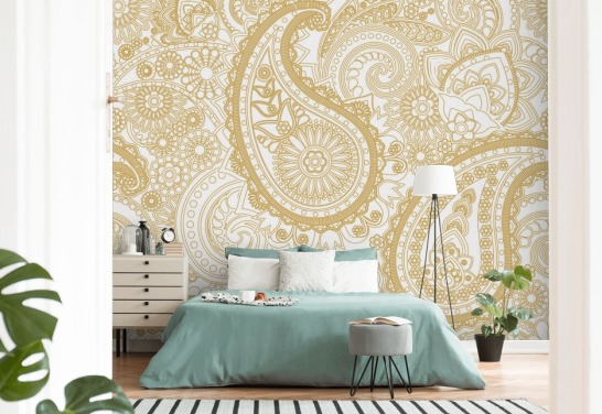 Creme Paisley Mønster Baggrund