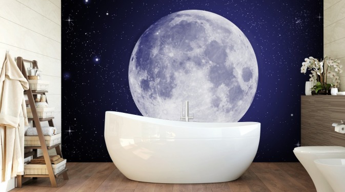 céu noturno azul escuro com papel de parede lua