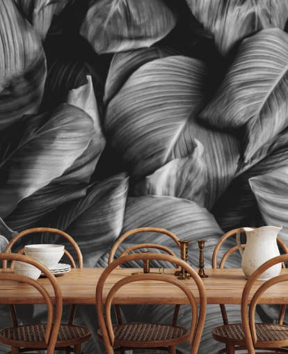 Svart og hvitt blad tapet Svart og hvitt blad tapet