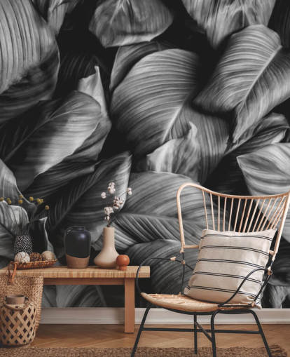 Sort og hvid blad tapet Sort og hvid blad tapet