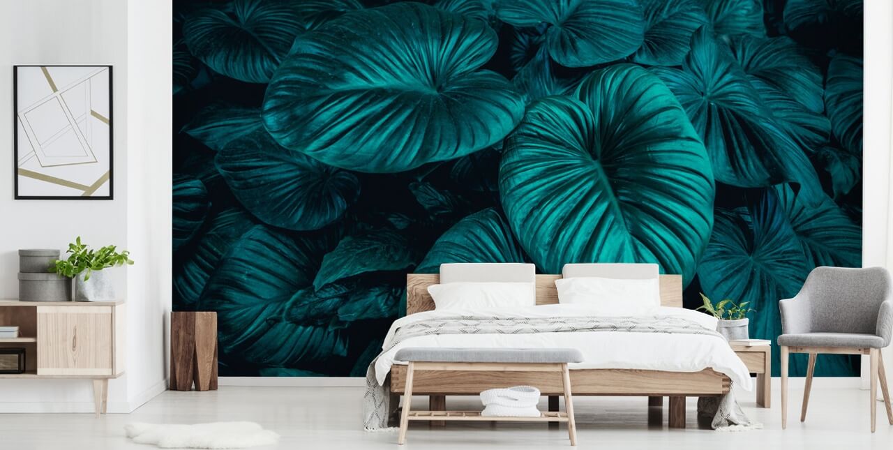 Dark Green Large Leaves Wallpaper