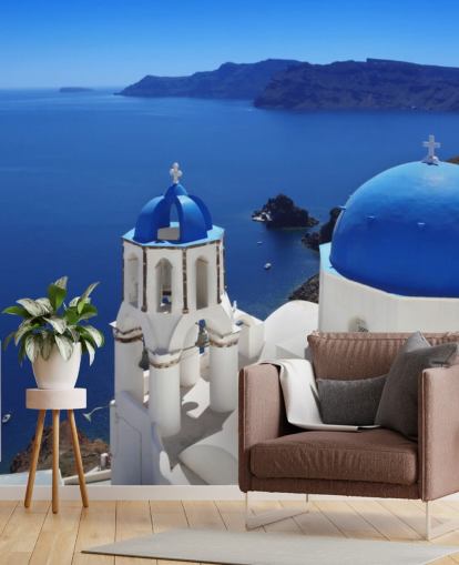 Santorini Traditionelle Kirke i Oia Vægmaleri Santorini Traditionelle Kirke i Oia Vægmaleri