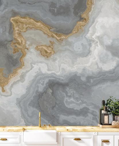 grå och guld marmor tapetväggmålning kallad Elegant Grey och Gold Marble för badrum, kök och matsalar grå och guld marmor tapetväggmålning kallad Elegant Grey och Gold Marble för badrum, kök och matsalar