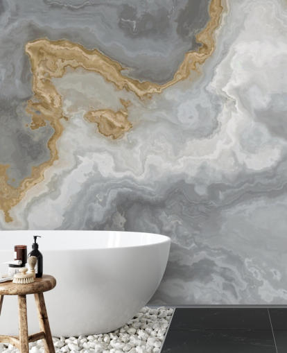 grå och guld marmor tapetväggmålning kallad Elegant Grey och Gold Marble för badrum, kök och matsalar grå och guld marmor tapetväggmålning kallad Elegant Grey och Gold Marble för badrum, kök och matsalar