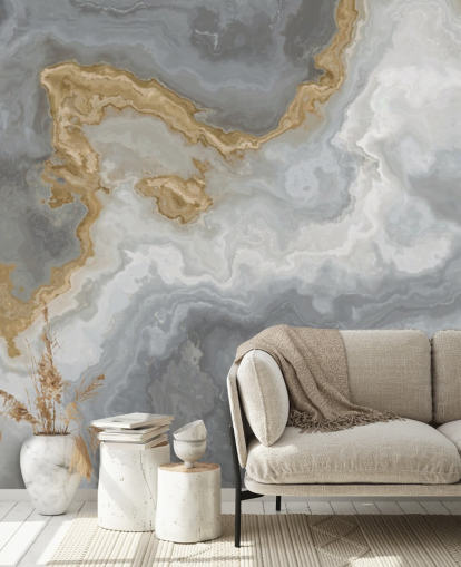 Tapetentapete aus grauem und goldenem Marmor namens Elegant Grey and Gold Marble für Badezimmer, Küchen und Esszimmer Tapetentapete aus grauem und goldenem Marmor namens Elegant Grey and Gold Marble für Badezimmer, Küchen und Esszimmer