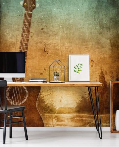 Guitar Art by a Lake Wallpaper Guitar Art by a Lake Wallpaper