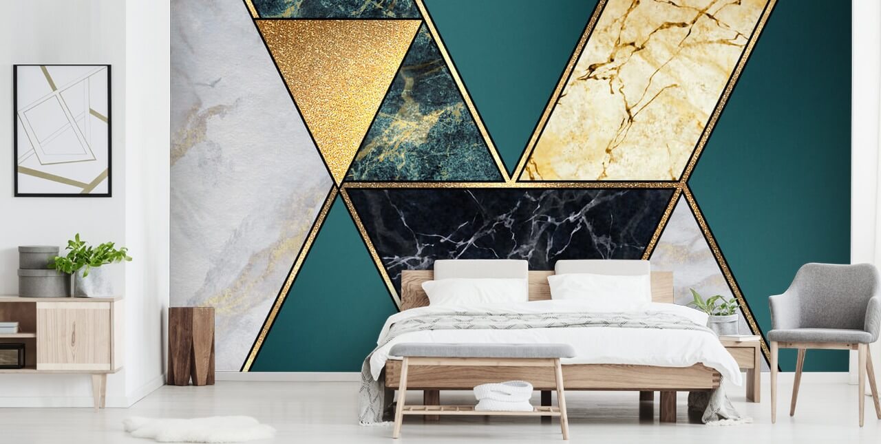 krikand, guld, sort og hvid art deco flise tapet krikand, guld, sort og hvid art deco flise tapet