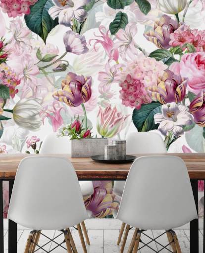 Papier Peint Roses et Fleurs Blanches Papier Peint Roses et Fleurs Blanches