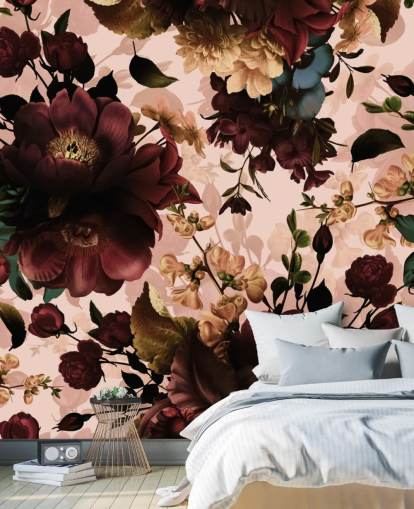 Carta da parati con fiori marroni scuri Carta da parati con fiori marroni scuri