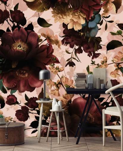 Papier Peint Fleurs Maroon Foncé Papier Peint Fleurs Maroon Foncé