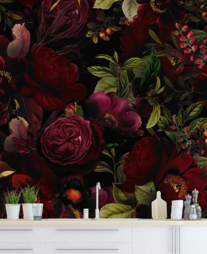 purple customizable floral wallpaper mural called Moody Maroon by Uta Naumann for bedrooms purple customizable floral wallpaper mural called Moody Maroon by Uta Naumann for bedrooms