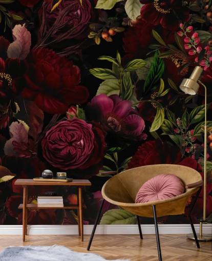 purple customisable floral wallpaper mural called Moody Maroon by Uta Naumann for bedrooms purple customisable floral wallpaper mural called Moody Maroon by Uta Naumann for bedrooms