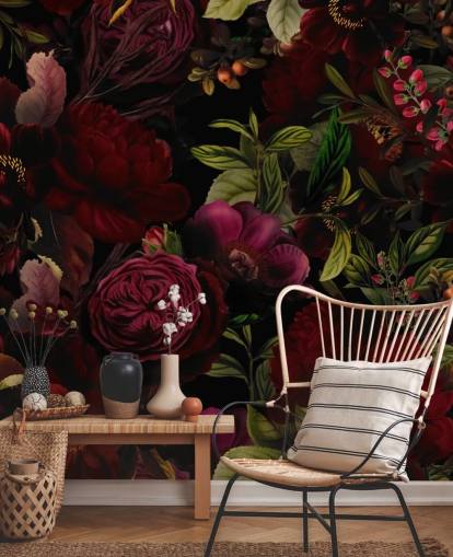purple customisable floral wallpaper mural called Moody Maroon by Uta Naumann for bedrooms purple customisable floral wallpaper mural called Moody Maroon by Uta Naumann for bedrooms