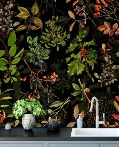 Woodland bær på svart bakgrunn bakgrunn Woodland bær på svart bakgrunn bakgrunn