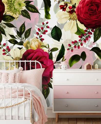 Beautiful Dark Pink Roses with Green Leaves Wallpaper Beautiful Dark Pink Roses with Green Leaves Wallpaper