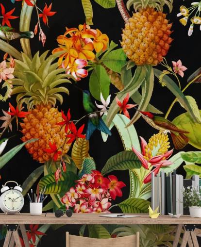 Pineapple and Birds Wallpaper Pineapple and Birds Wallpaper