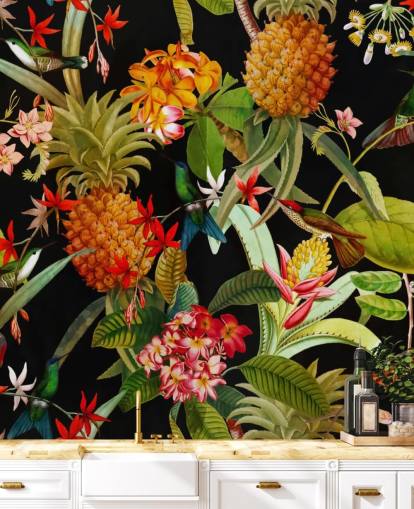 Ananas og Fugle Baggrund Ananas og Fugle Baggrund