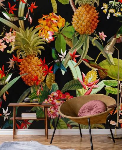 Ananas och fåglar Bakgrund Ananas och fåglar Bakgrund