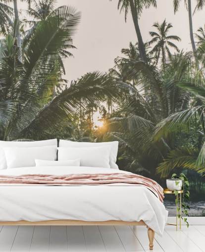 Solen skinner gjennom jungelen veggmaleri Solen skinner gjennom jungelen veggmaleri