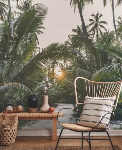 Sol skinner gennem jungle vægmaleri Sol skinner gennem jungle vægmaleri