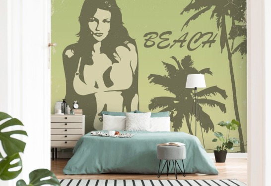 Fondo de pantalla de cartel de chica en bikini
