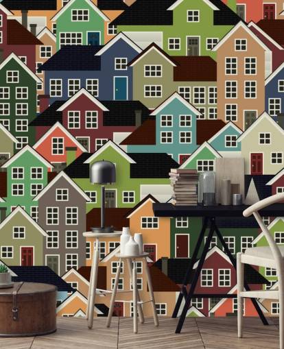 Colourful Houses Abstract Wallpaper Colourful Houses Abstract Wallpaper