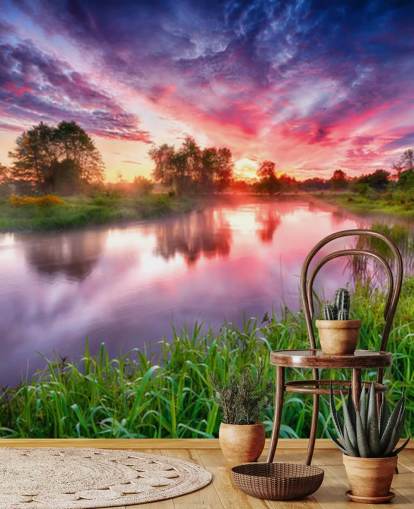 rosa und lila Sonnenuntergang Himmel von Fluss Tapete rosa und lila Sonnenuntergang Himmel von Fluss Tapete