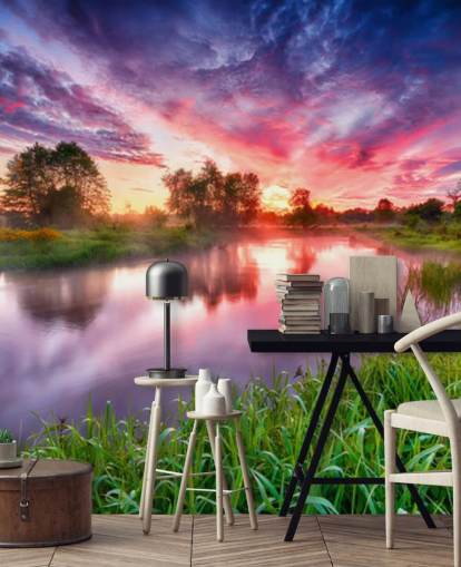 pink and purple sunset sky by river wallpaper pink and purple sunset sky by river wallpaper