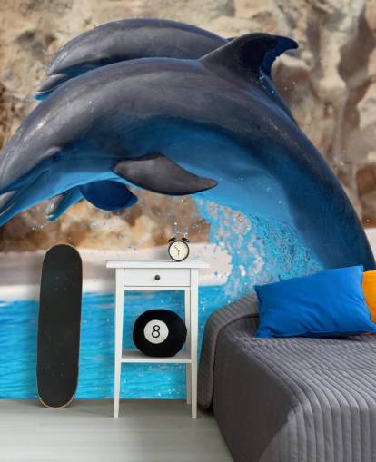 Två delfiner i Zoo Bakgrund Två delfiner i Zoo Bakgrund