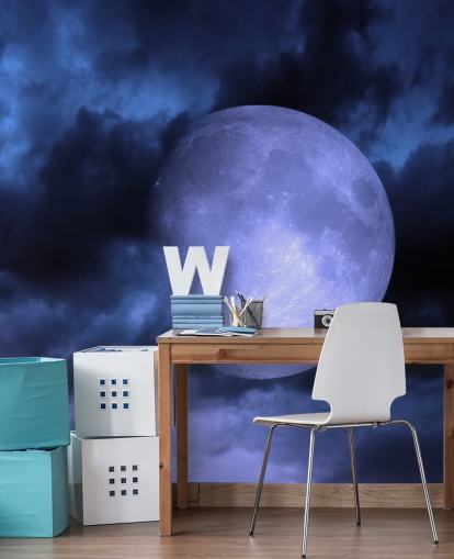 Papel de Parede Lua Azul no Céu Azul Papel de Parede Lua Azul no Céu Azul